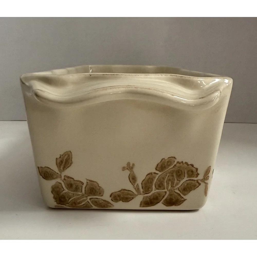 Molde Stoneware Loaf Pan Cream Tan Floral Print, 11